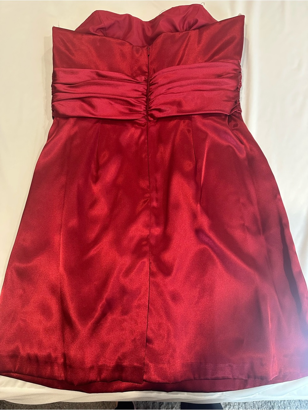 David's Bridal Girls Strapless Satin Red Party Dress
